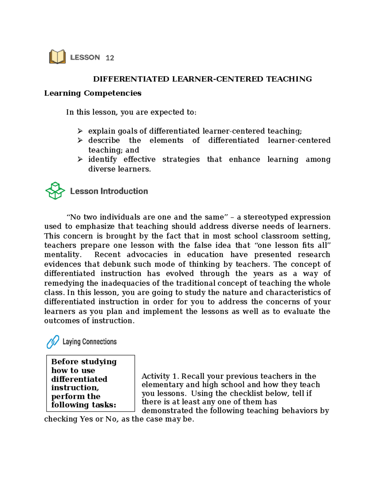 EDUC 31 Unit 4 Lesson 12: Understanding Differentiated Instruction ...