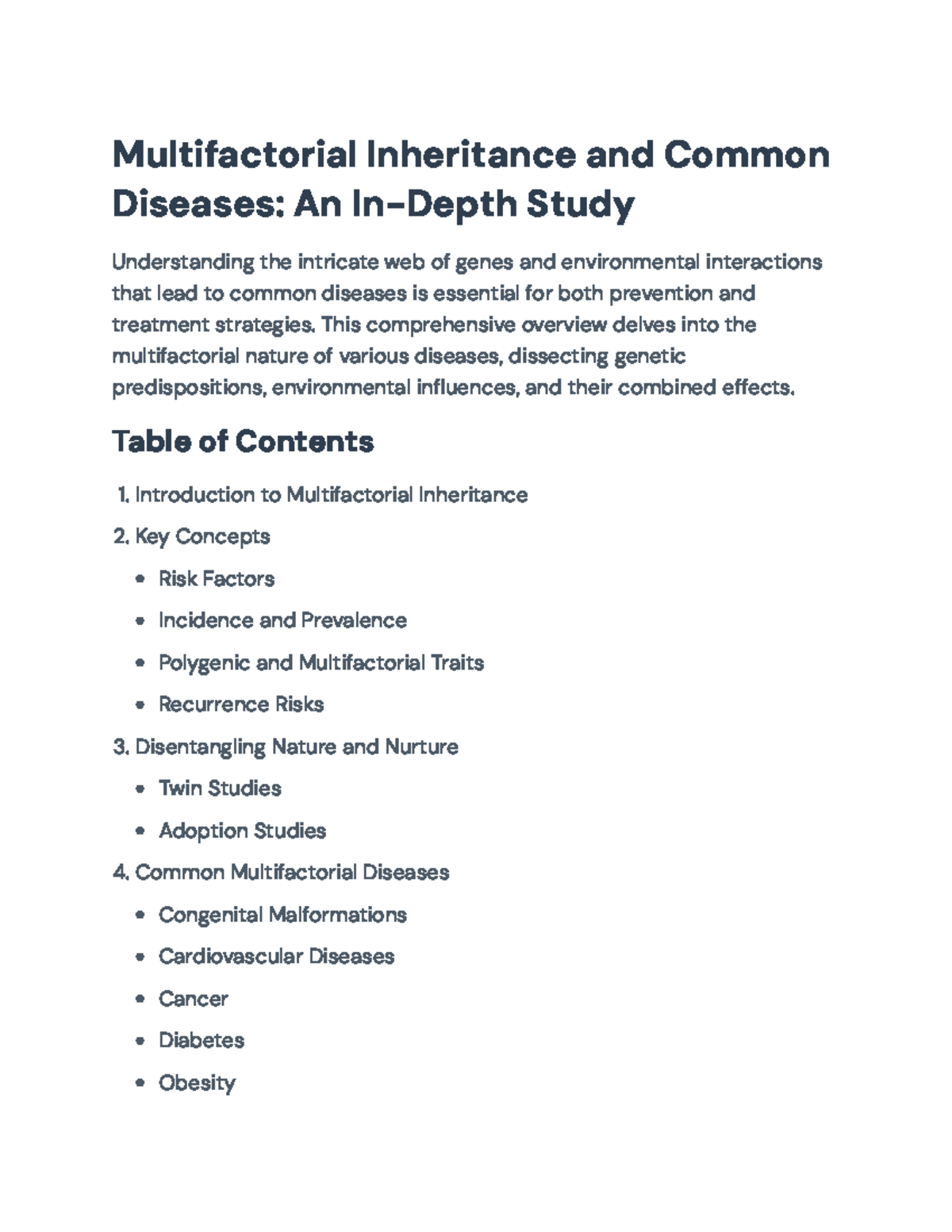 Multifactorial Inheritance and Common Diseases: A Detailed Overview ...
