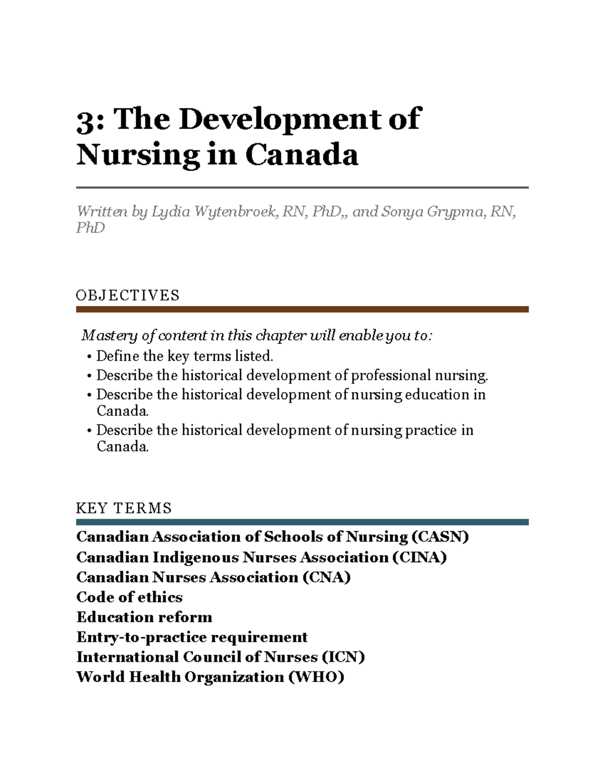 NUR 300: Exploring the Historical Development of Nursing in Canada ...