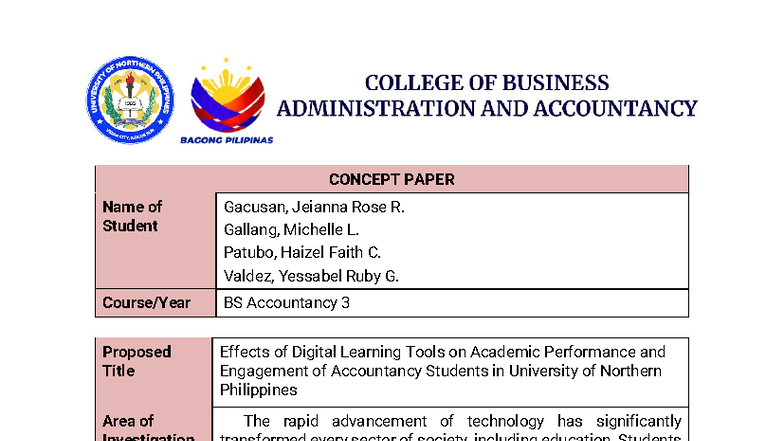 Effects of Digital Learning Tools on BSA Students' Performance - Studocu