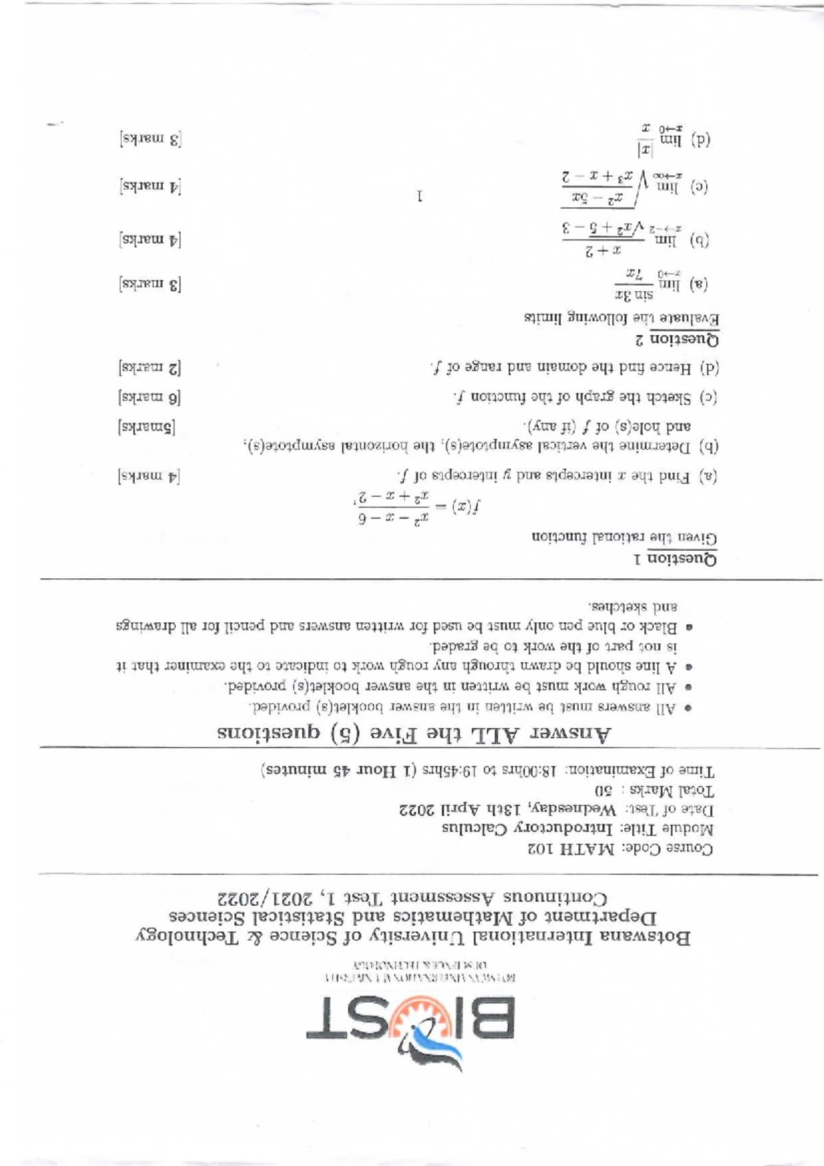 MATH 102 Tutorial 4 - Limits and Continuity Problems - Studocu