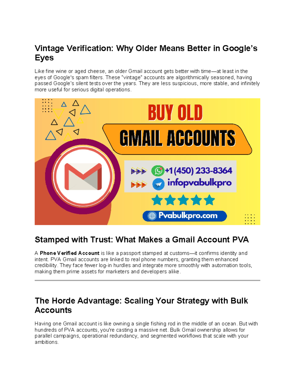 Bulk Old Gmail Accounts in USA: The Value of Vintage Verification - Studocu