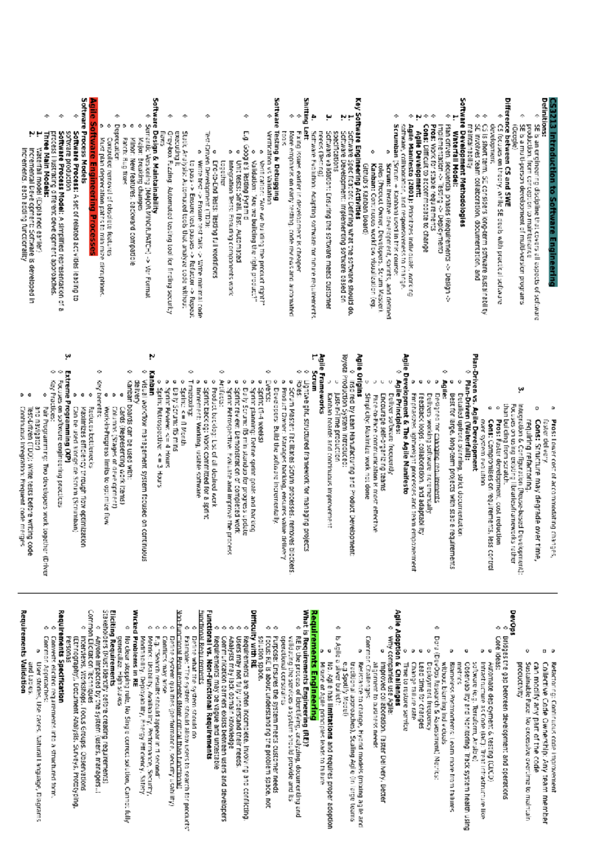 CS3213 Cheatsheet: Key Concepts in Software Engineering Methods - Studocu