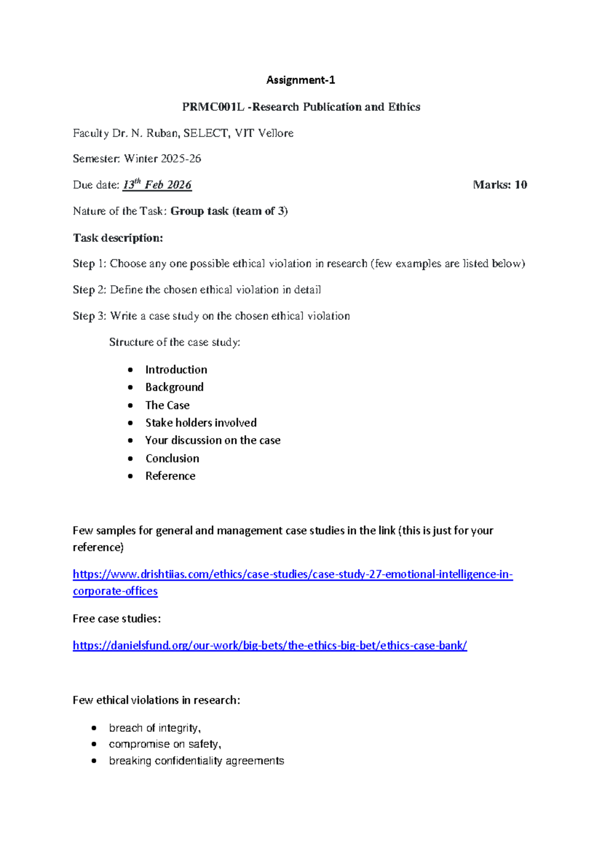 PRMC001L Group Task: Case Study on Ethical Violations in Research - Studocu