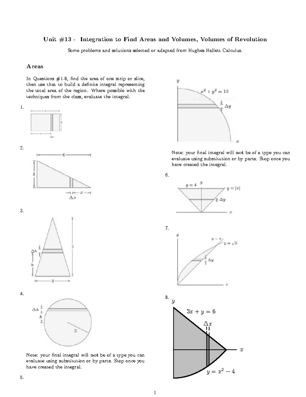 Unit 13: Integration for Areas & Volumes - Practice Exercises - Studocu