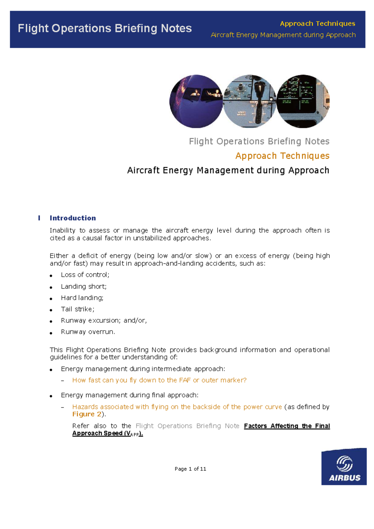 Flight Operations Briefing Note: Energy Management During Approach ...
