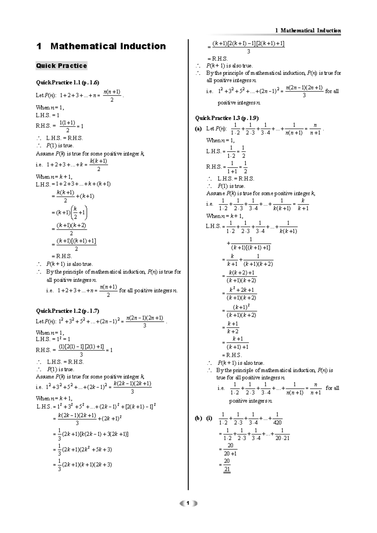 M2V1 Chapter 01: Full Solutions on Mathematical Induction - Studocu