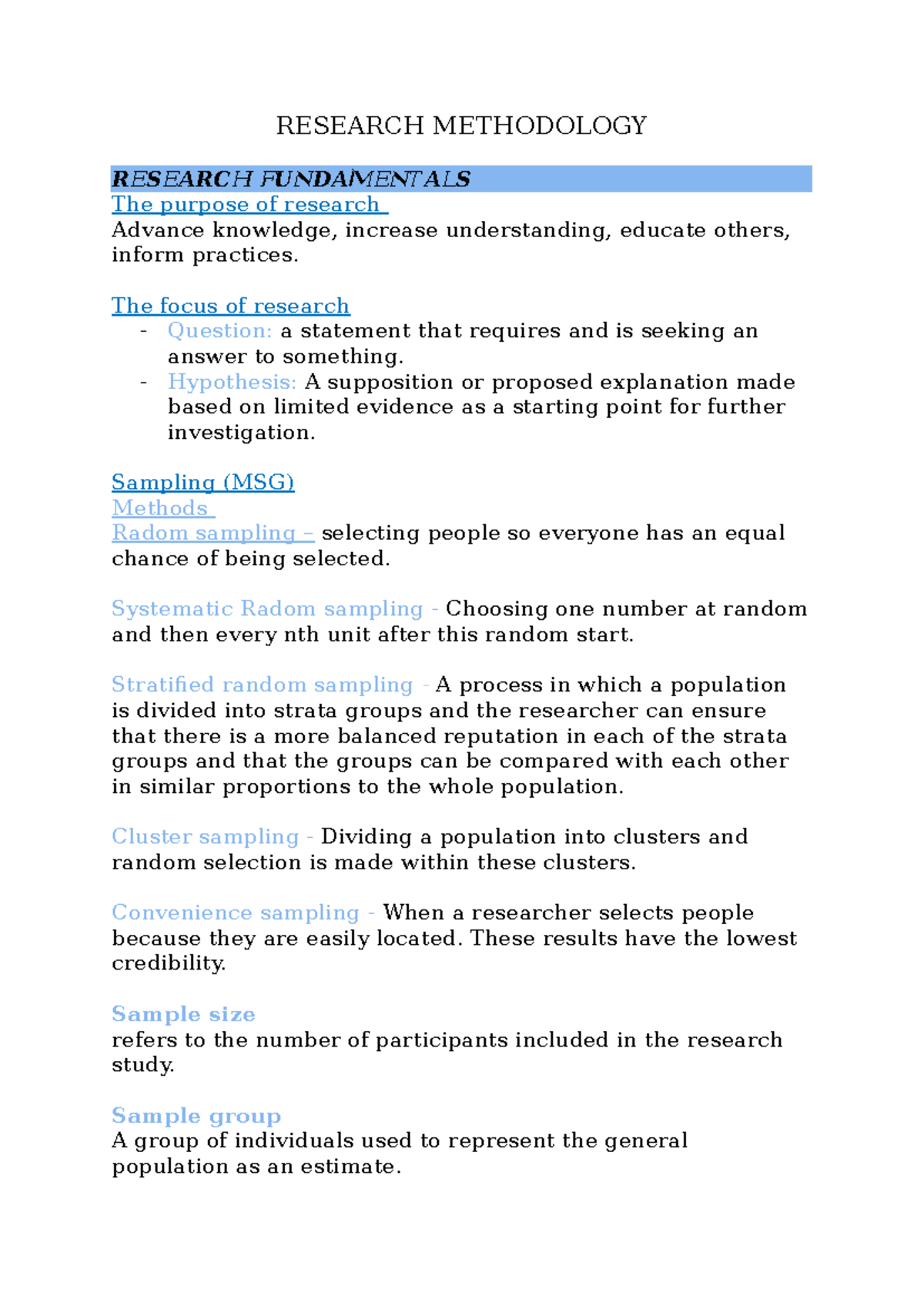 Research Methodology Overview - PDHPE Insights and Techniques - Studocu