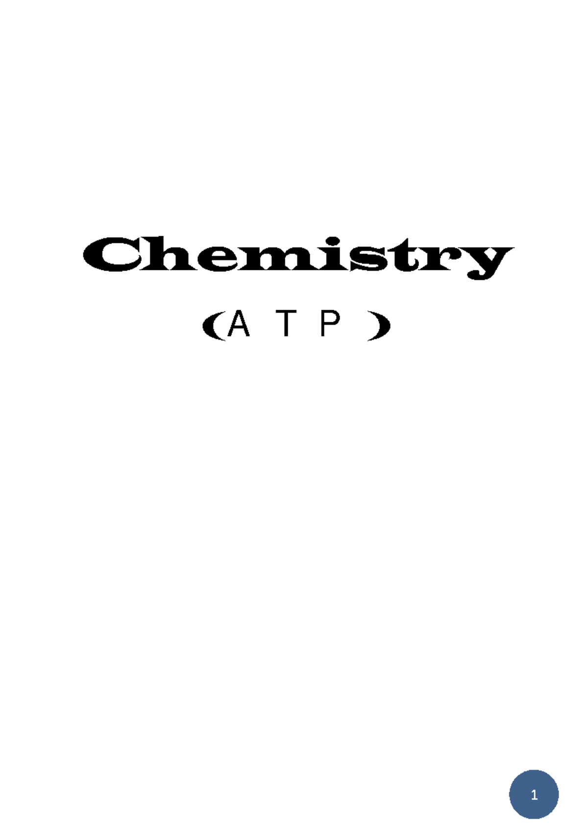 550164260 ATP Chemistry O Level: Comprehensive Study Notes - Studocu