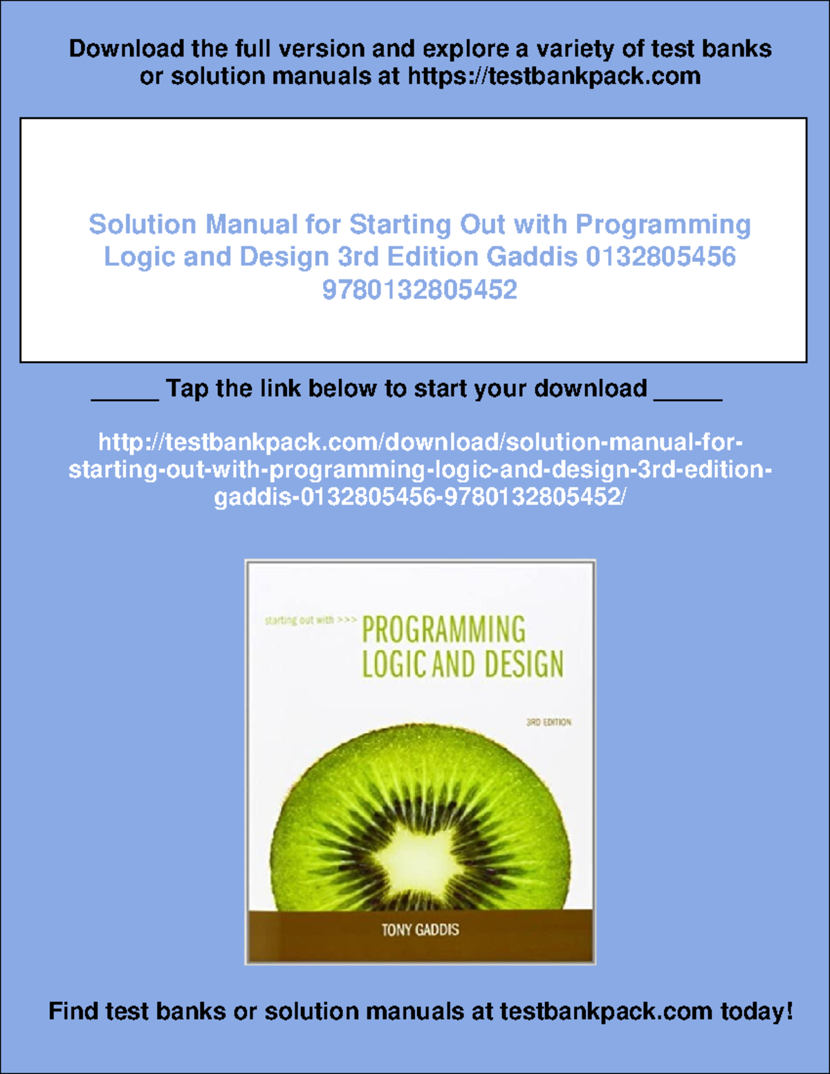 Solution Manual for Starting Out with Programming Logic and Design, 3rd ...