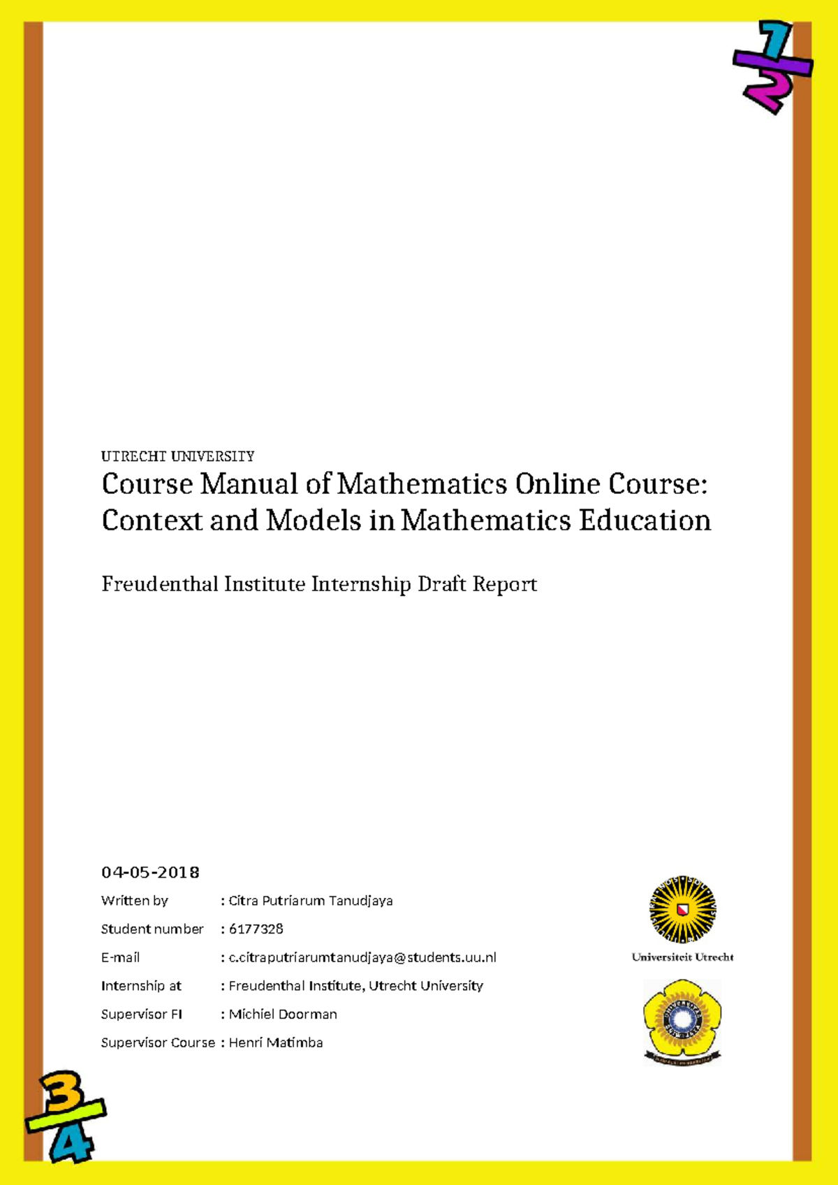 Draft Product Development Report for Mathematics Course - Citra ...