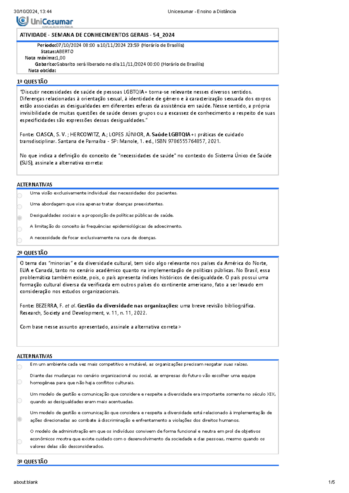 SCG - 54 - Atividades Semana de Conhecimentos Gerais e Diversidade ...