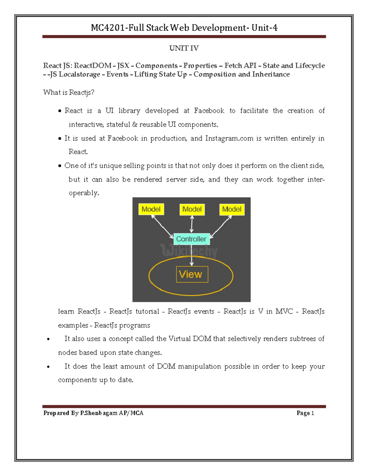 Full Stack Web Development (Course Code: FSWD) - Unit II Overview - Studocu