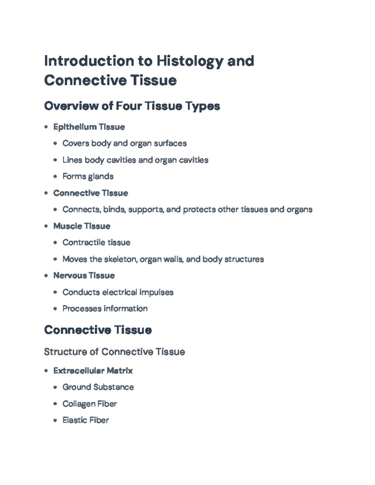 Histology and Connective Tissue Overview - Kin 223 Lab Guide ...