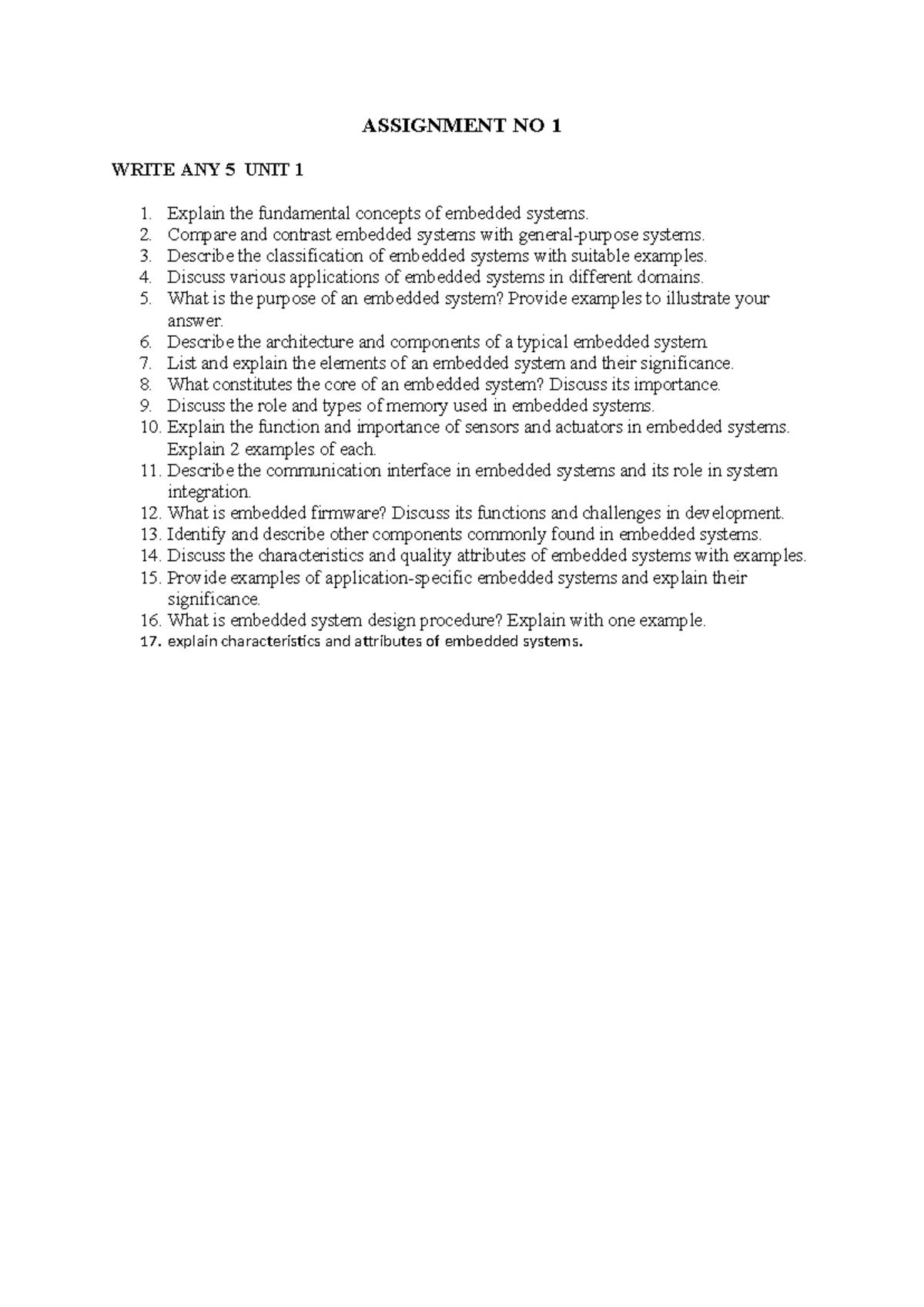 Embedded Systems Assignment 1: Key Concepts & Applications - Studocu