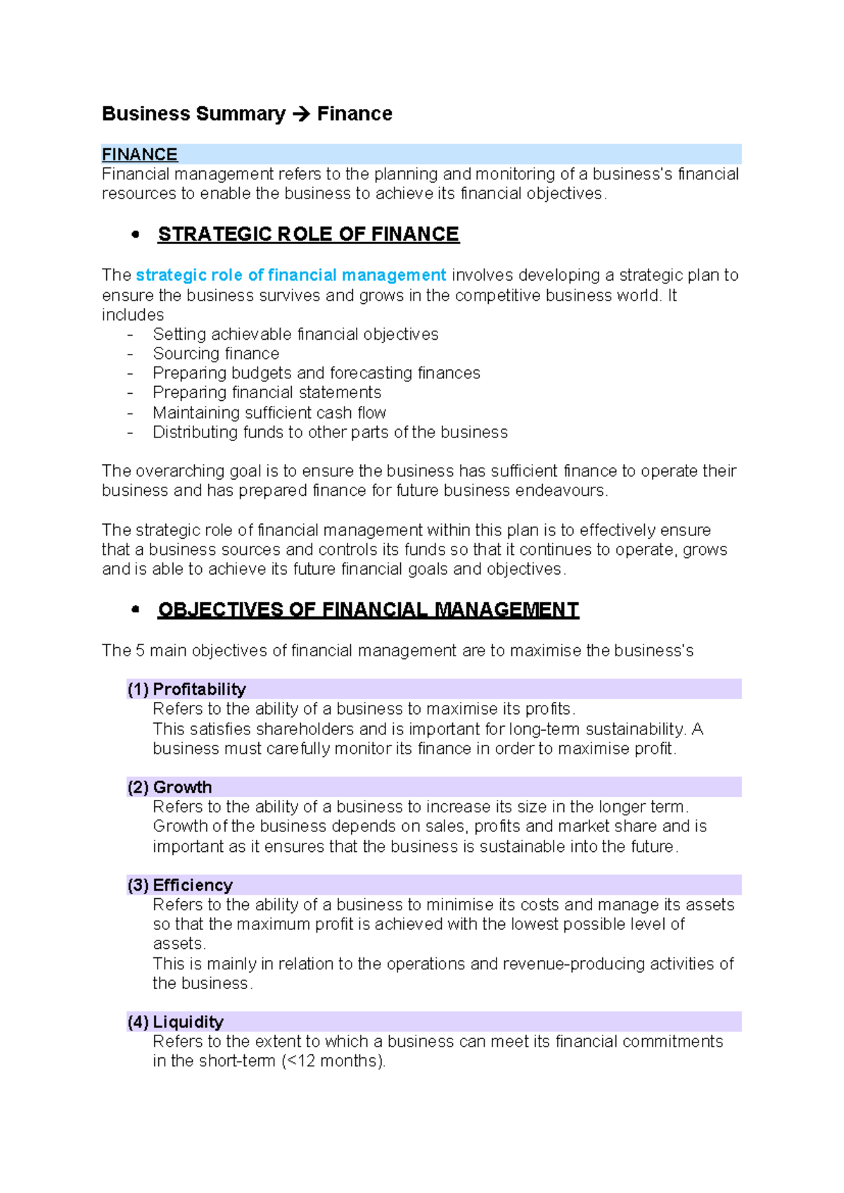 Finance Summary: Key Concepts in Financial Management (FINANCE) - Studocu