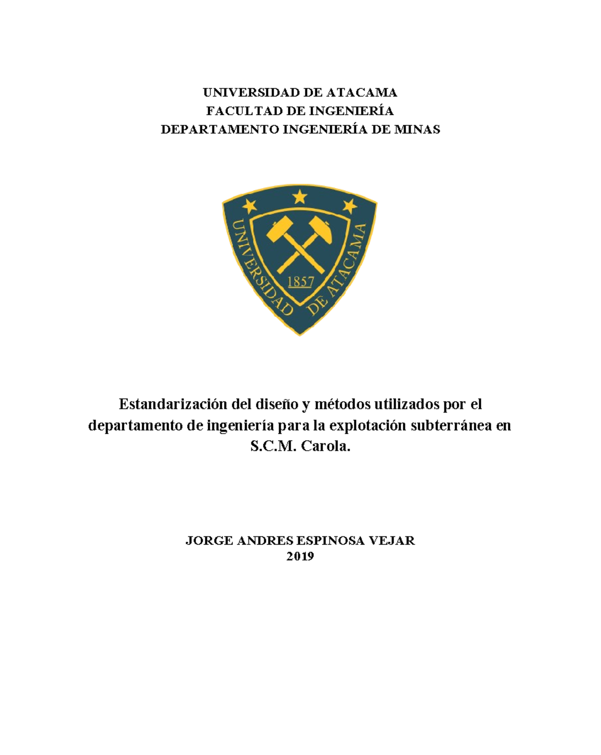 Estandarización del Diseño Minero para S.C.M. Carola - Tesis Final - Document Preview