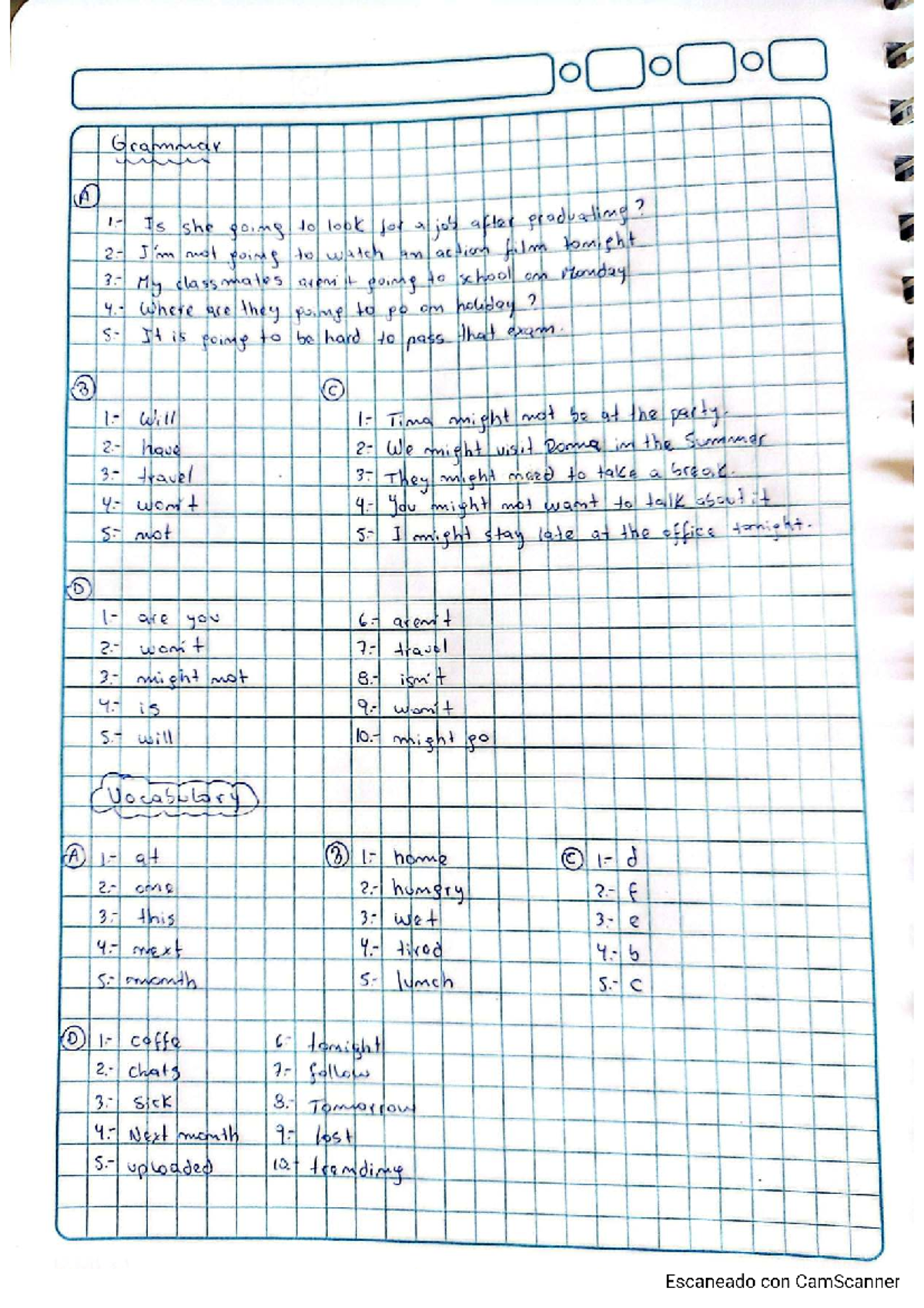 CP7 - Grammar Notes on Future Intentions and Vocabulary - Studocu