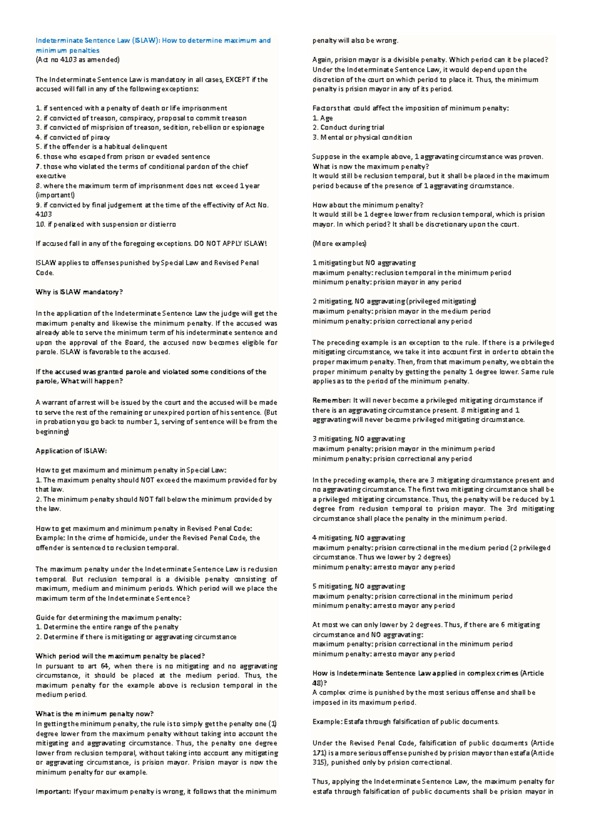 Indeterminate Sentence Law (HOW) - Indeterminate Sentence Law (ISLAW ...