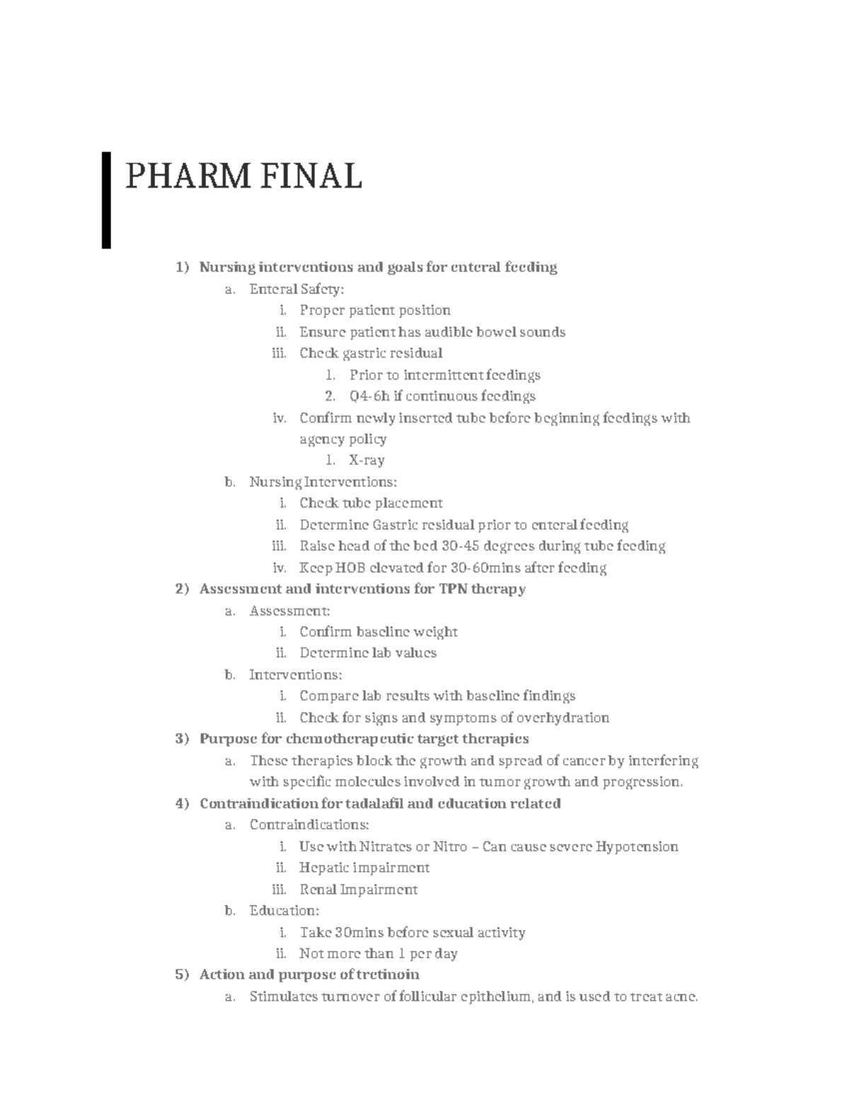 Pharm 101 Final Exam Review: Key Nursing Interventions & Medications ...