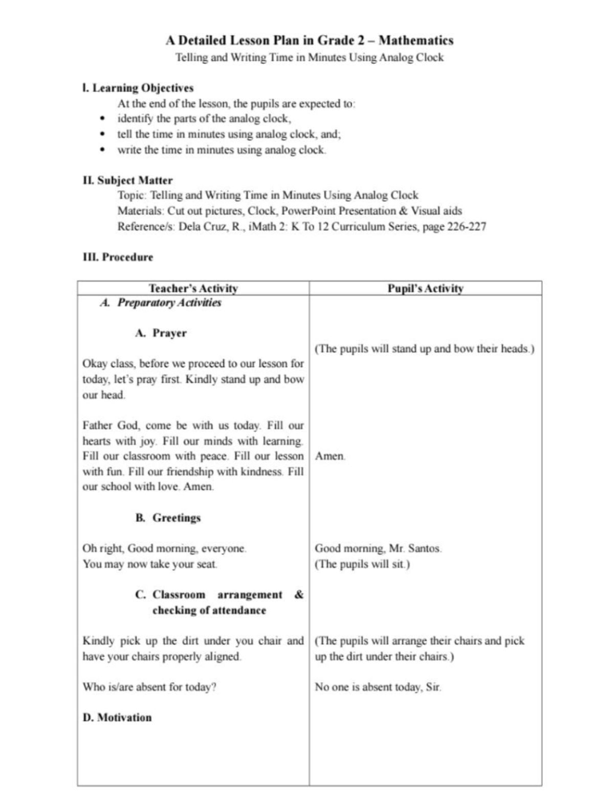 DLP - Detailed Lesson Plan on Telling and Writing Time in Grade 2 Math ...