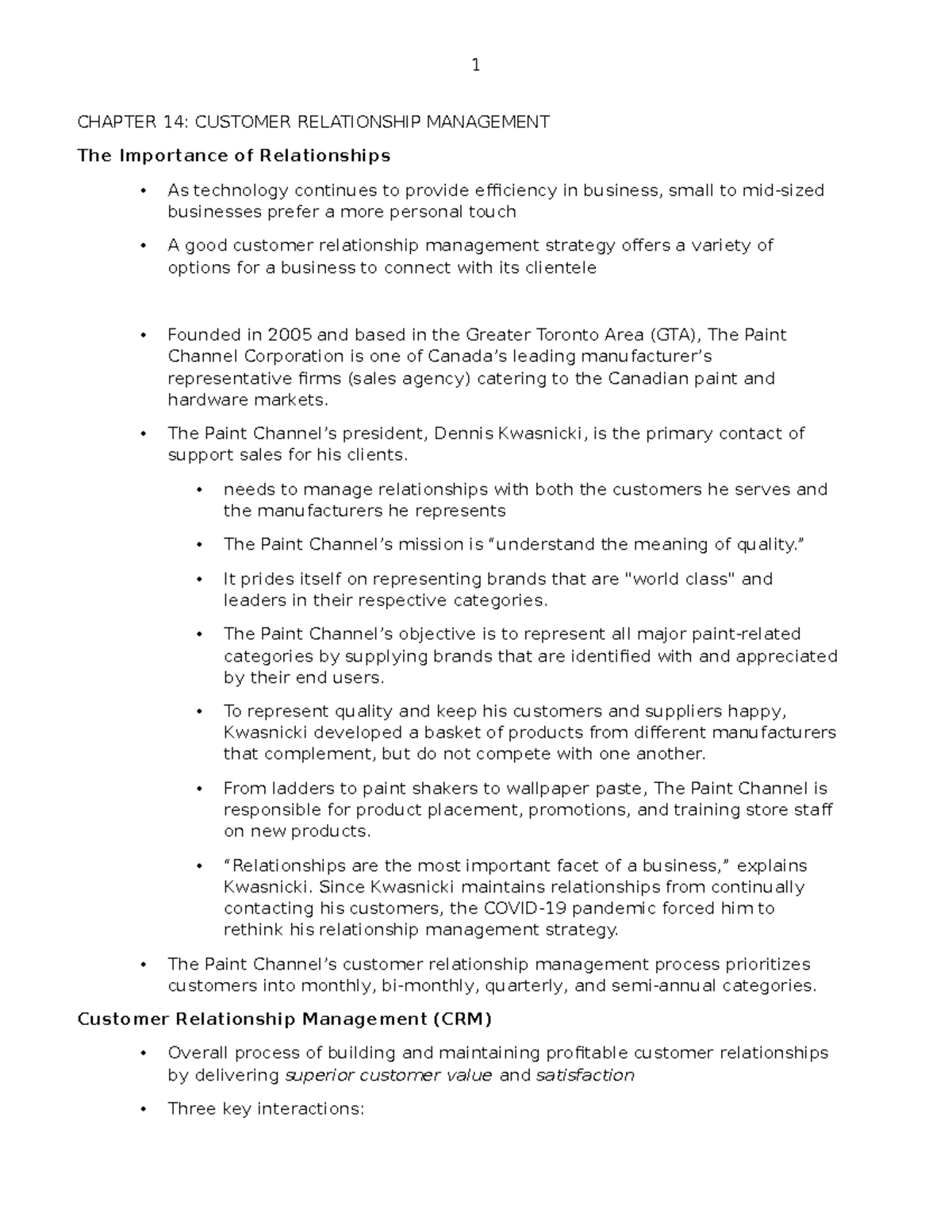 Marketing Chapter 14 - Customer Relationship Management Notes - Studocu