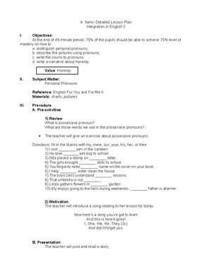 Detailed-LP - Sample Lesson Plan - Detailed Lesson Plan in English II I ...