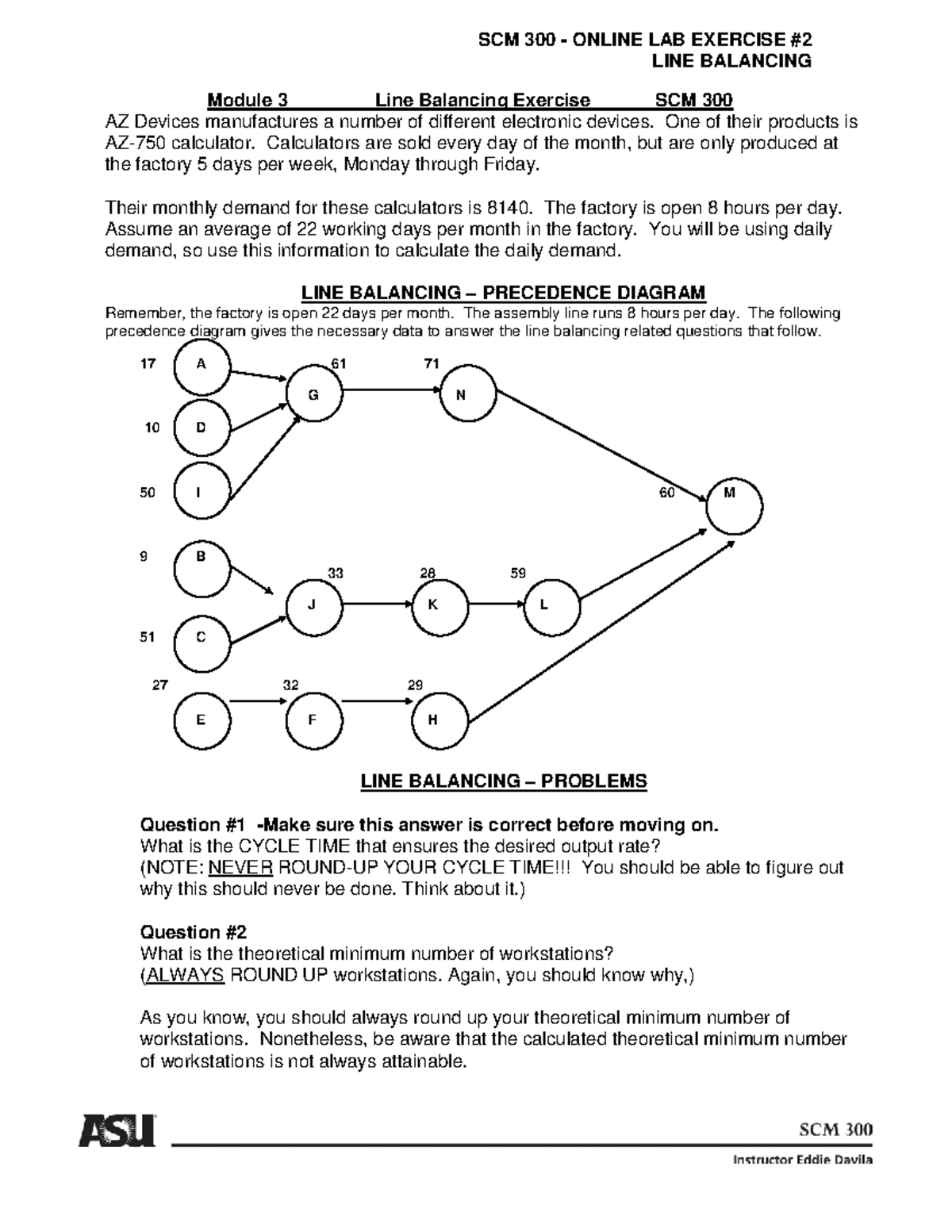SCM 300 Module 3 Line Balancing Exercise Lab Report - Studocu