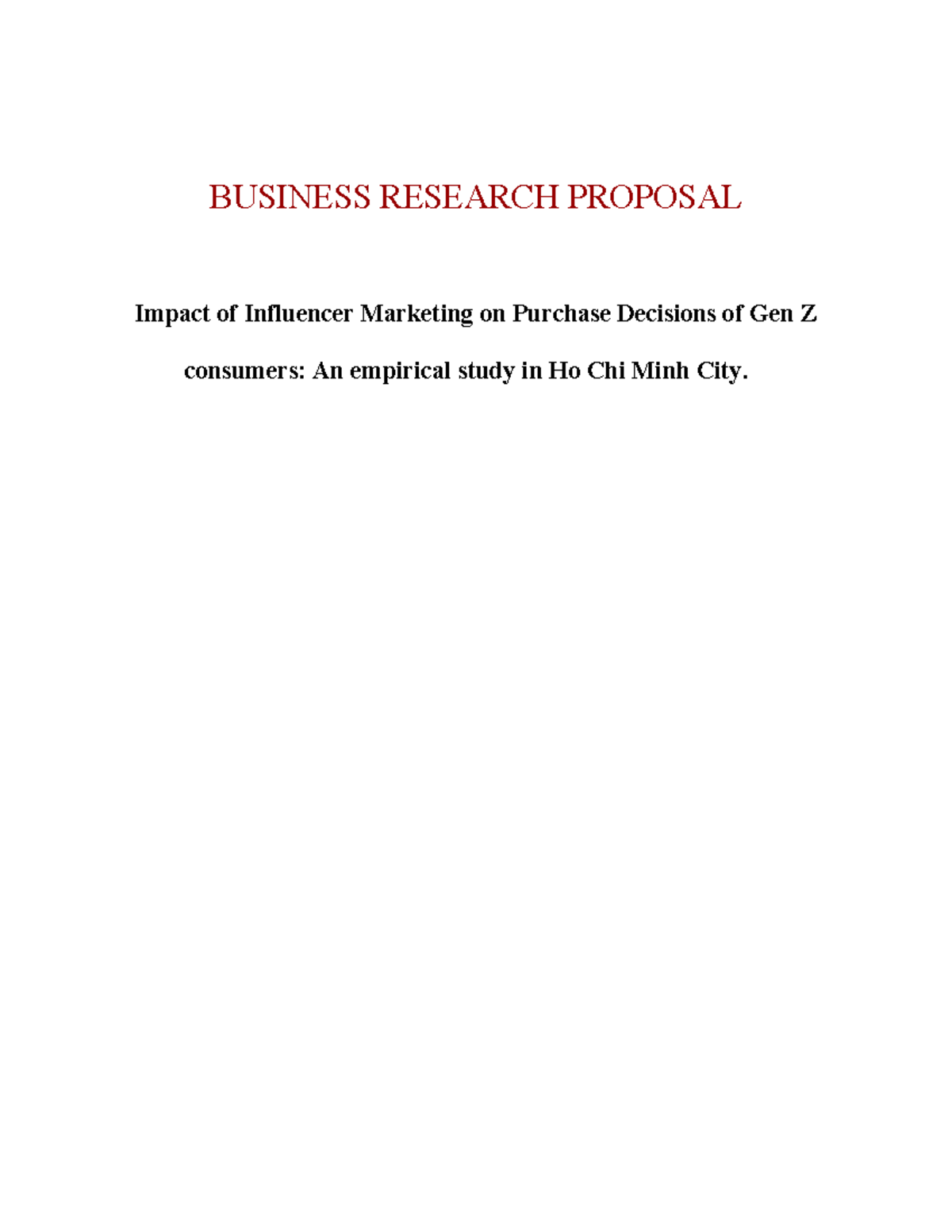 Impact of Influencer Marketing on Gen Z Purchase Decisions: Proposal ...