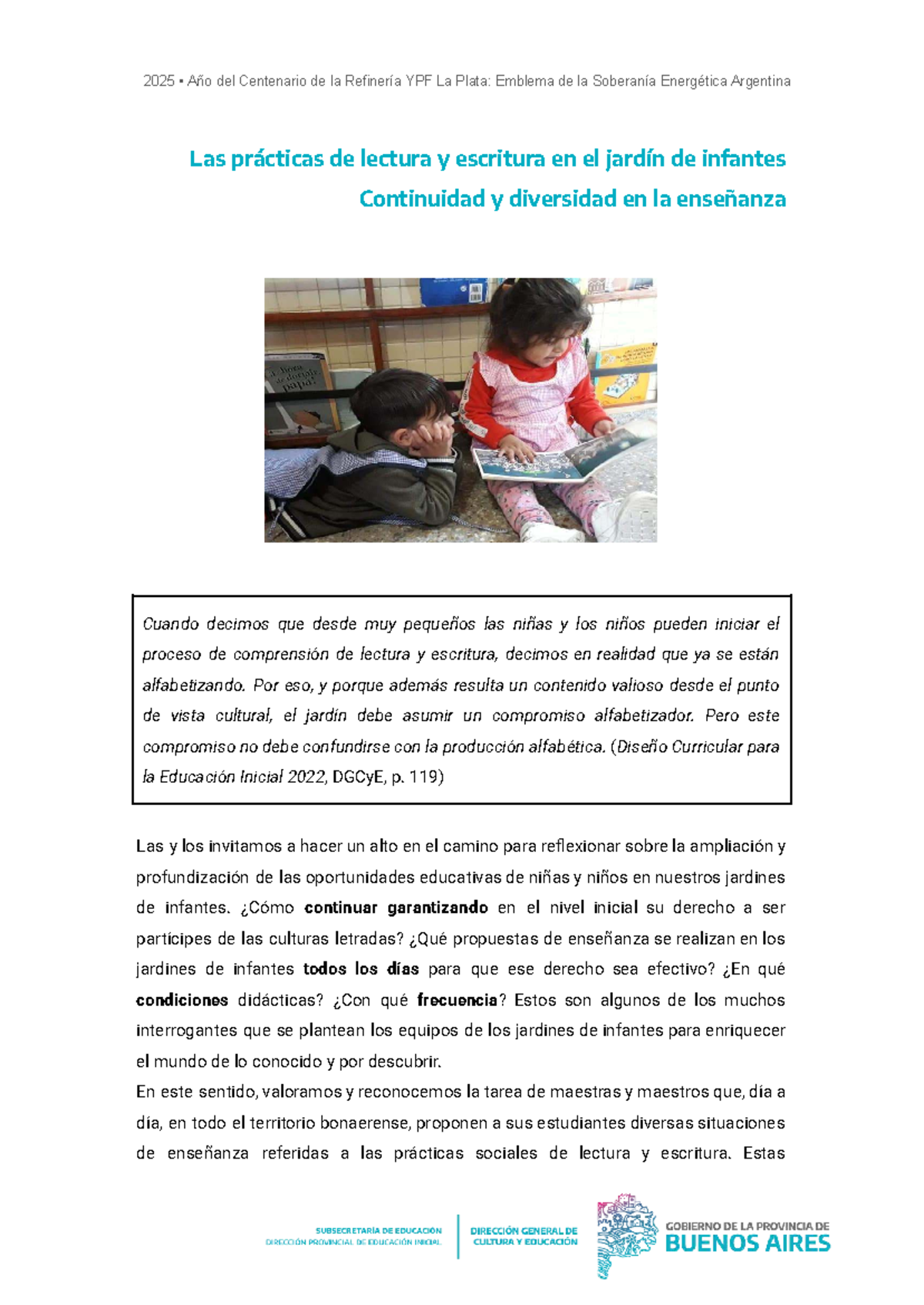 Prácticas de Lectura y Escritura en el Jardín de Infantes: Reflexiones ...