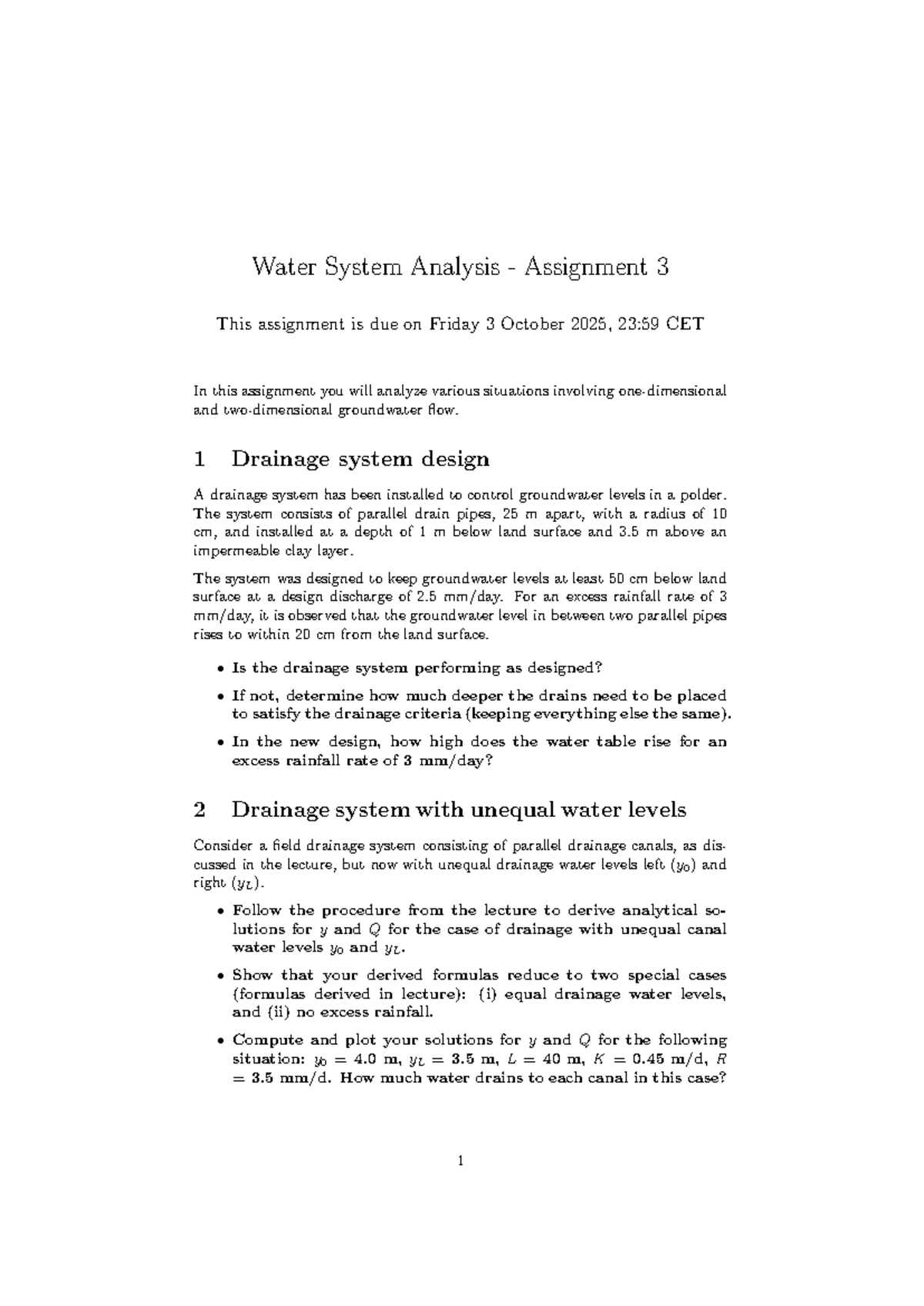CTB3360 Water System Analysis Assignment 3: Drainage Design Evaluation ...