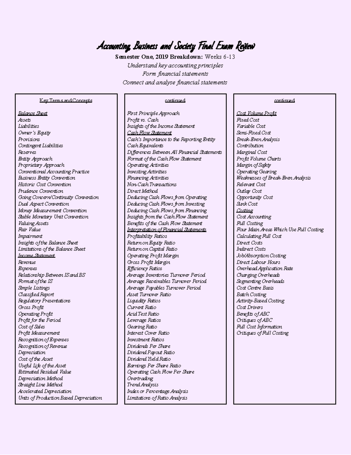 Study Guide - BUSS1030 Final Exam Review for Accounting Principles ...