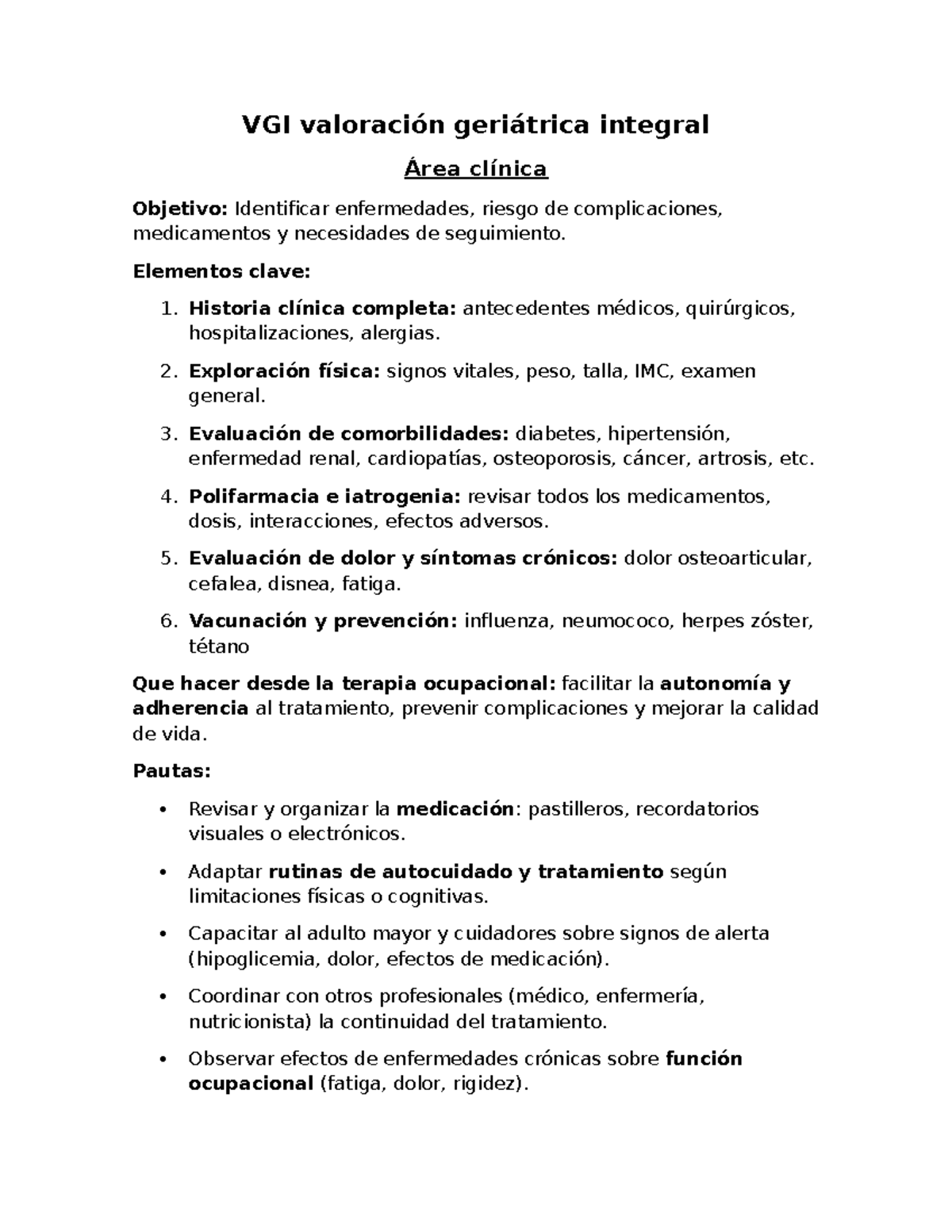 VGI: Valoración Geriátrica Integral y Terapia Ocupacional - Document Preview