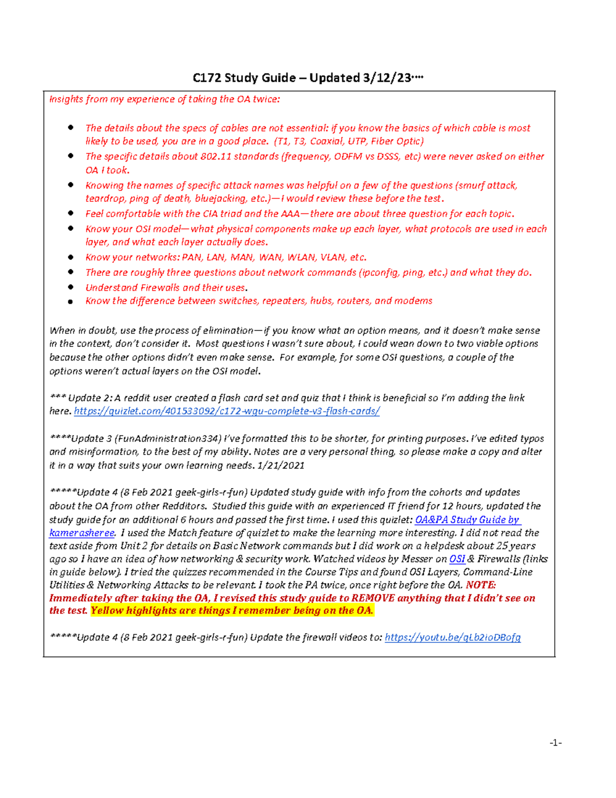 C172 Network & Security Foundations Study Guide for Assessments - Studocu