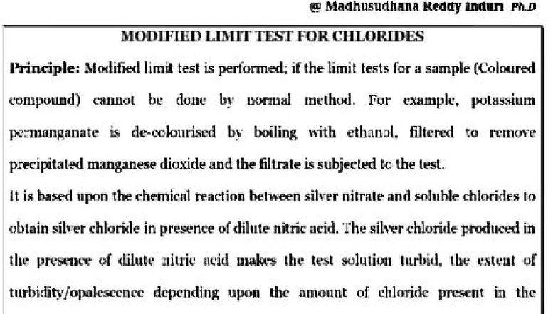 Modified Limit Tests for Chlorides and Sulphates - 190123110608 - Studocu