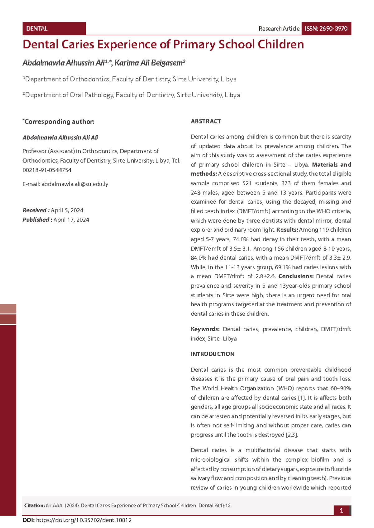 DENT 101: Dental Caries Experience in Primary School Children - Studocu