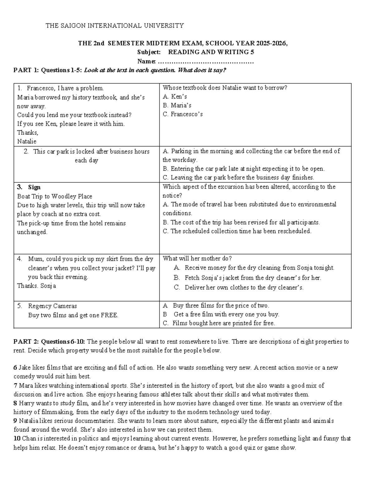 SIU READING AND WRITING 5 2nd SEMESTER MIDTERM EXAM REVIEW - Studocu