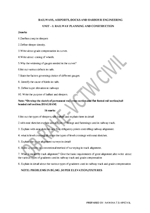 Railways - LECTURE NOTES - RAILWAYS, AIRPORTS, DOCKS AND HARBOUR ...