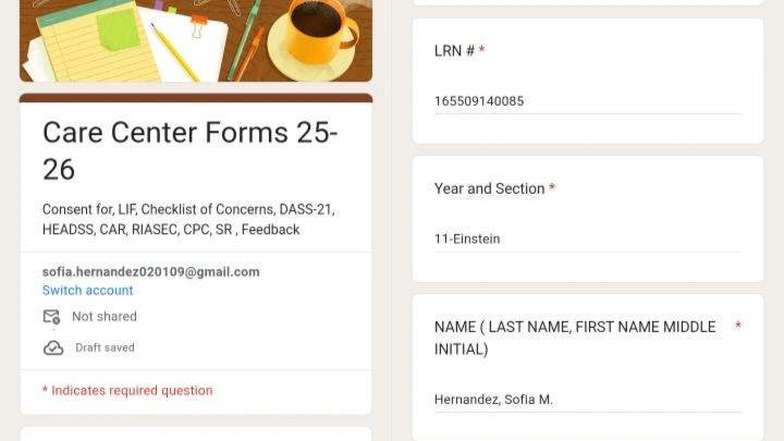 LRN 165509140085 Care Center Forms: Consent & Concerns Checklist - Studocu