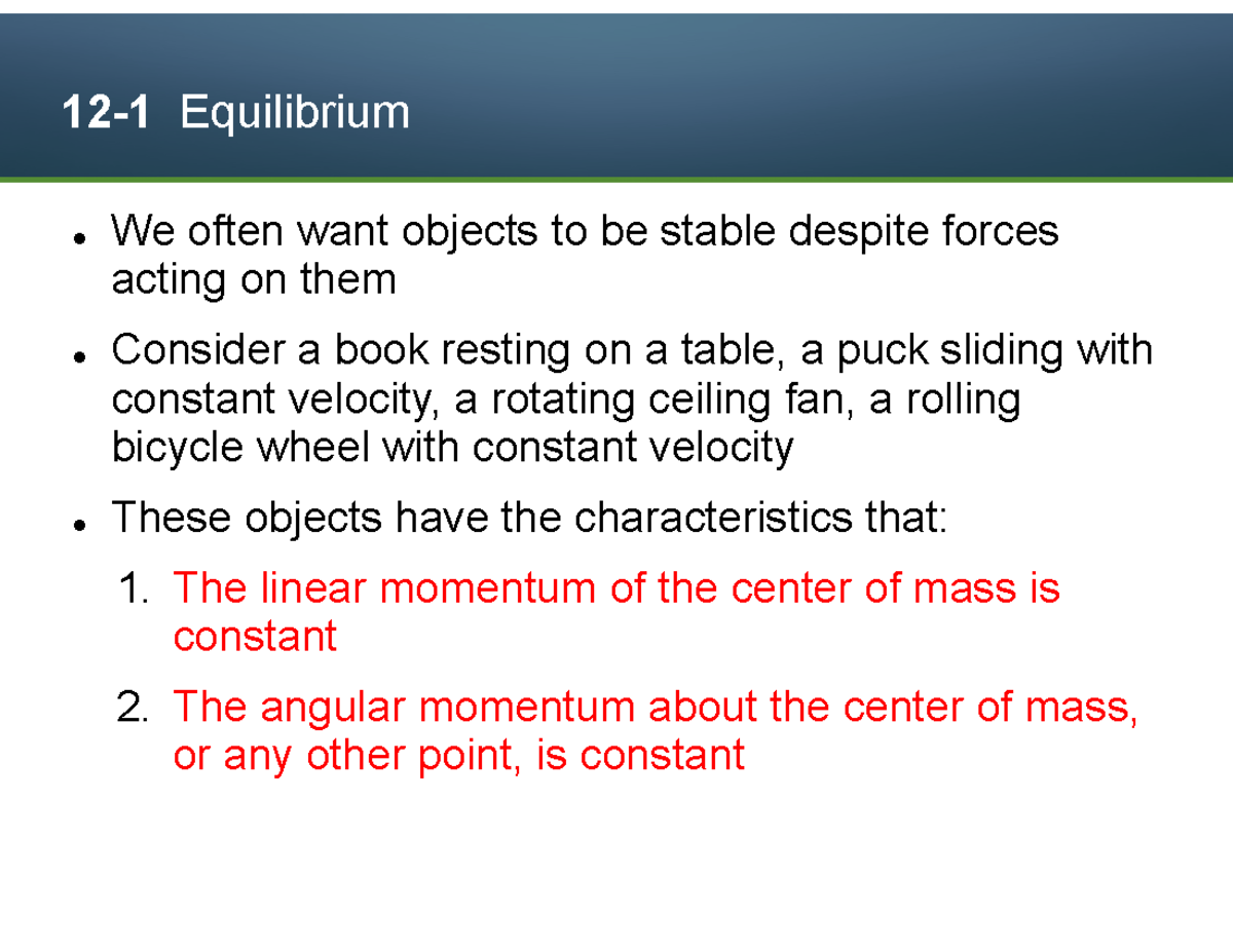 12-1 Equilibrium: Concepts and Examples - Studocu