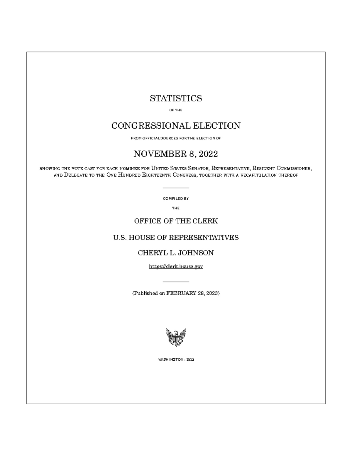 2022election - errererrererere - STATISTICS OF THE CONGRESSIONAL ...