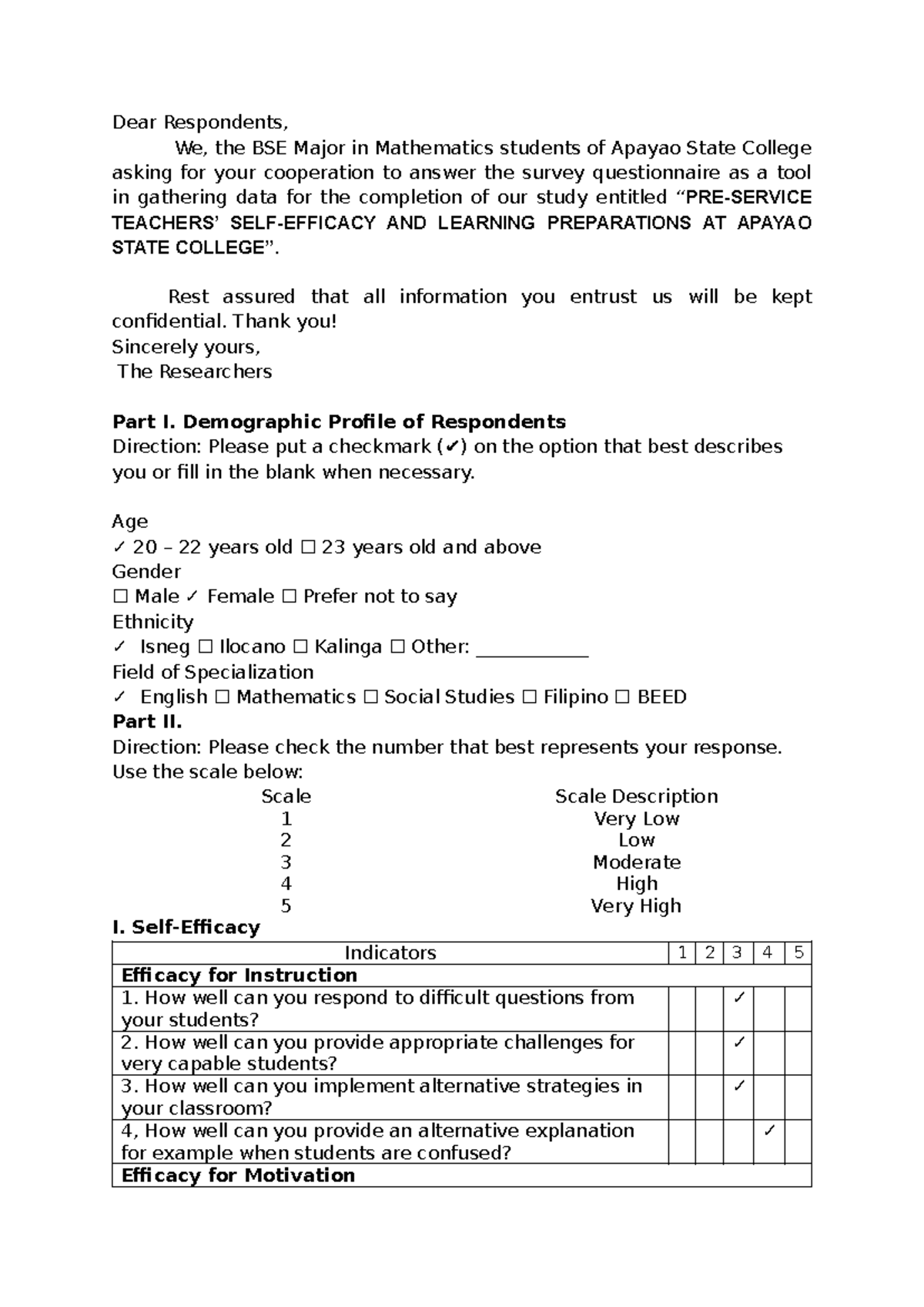 BSE Math Major Survey on Learning Preparations at Apayao State - Studocu