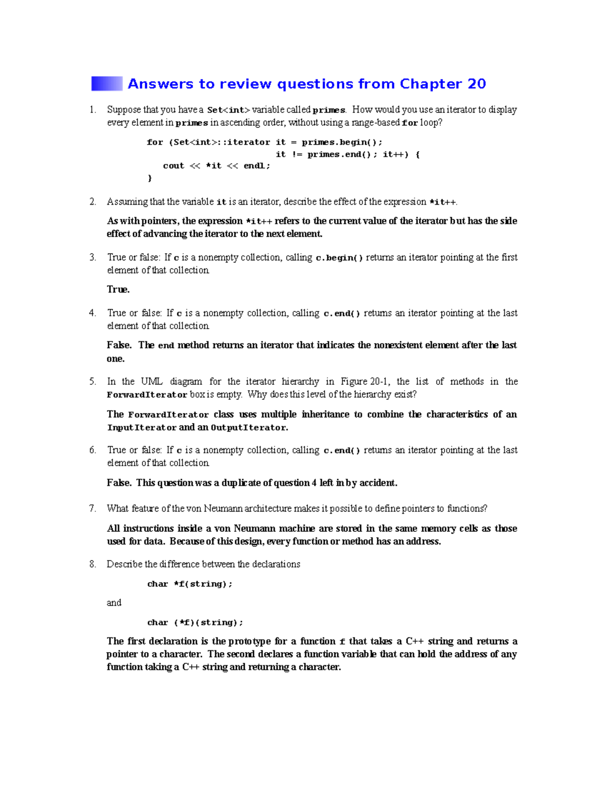 Chapter 20 Review Answers - Set, Iterator, and Functional Programming ...