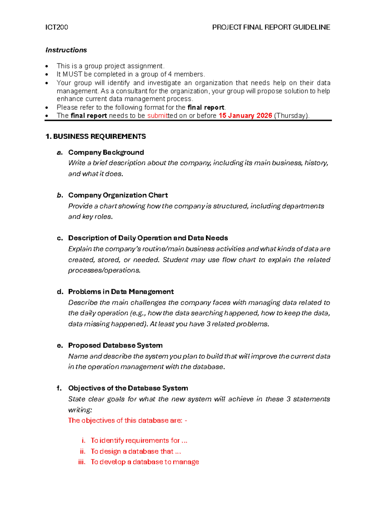 ICT200 Project Final Report Guidelines for Data Management Solutions ...