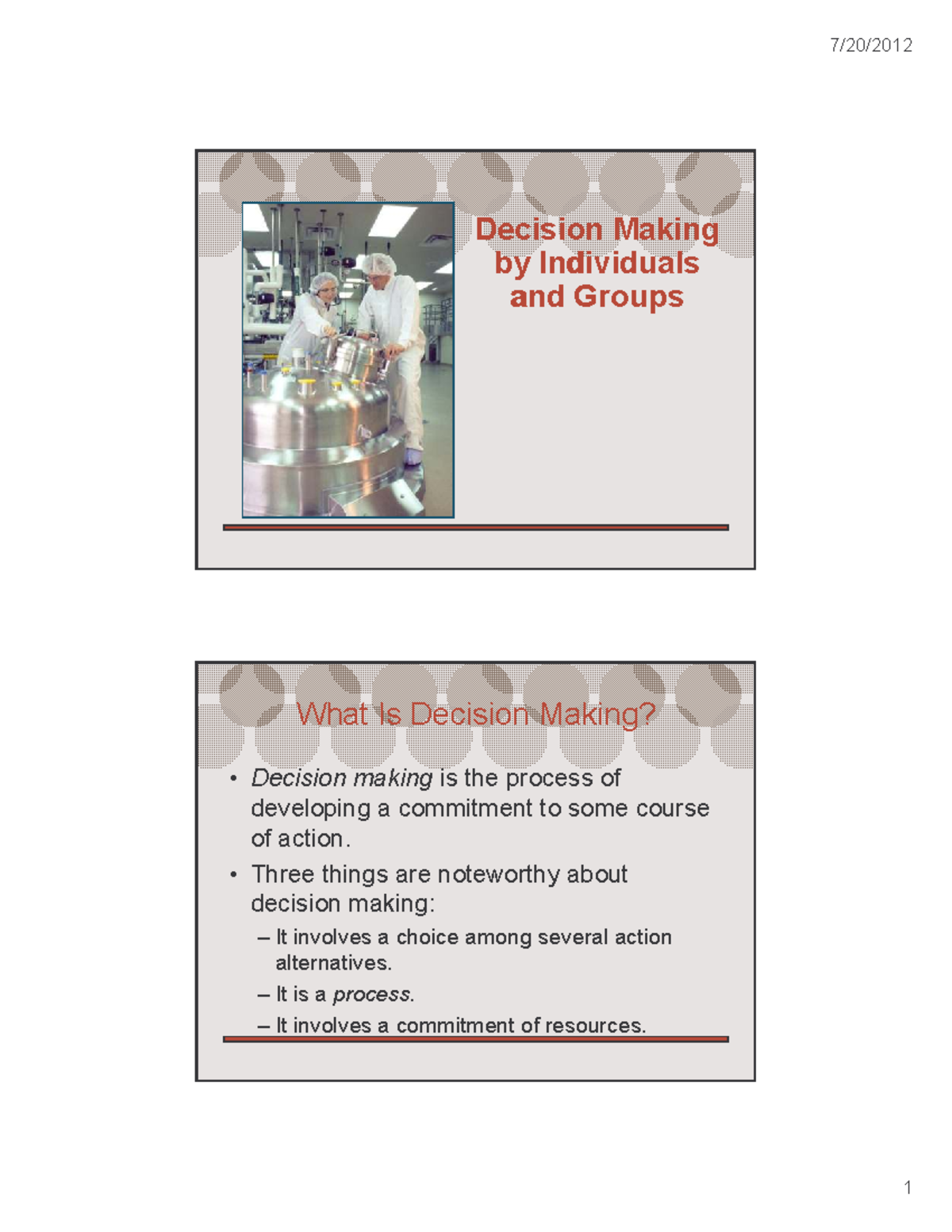 Decision Making Notes for Course Code DM101 - Studocu