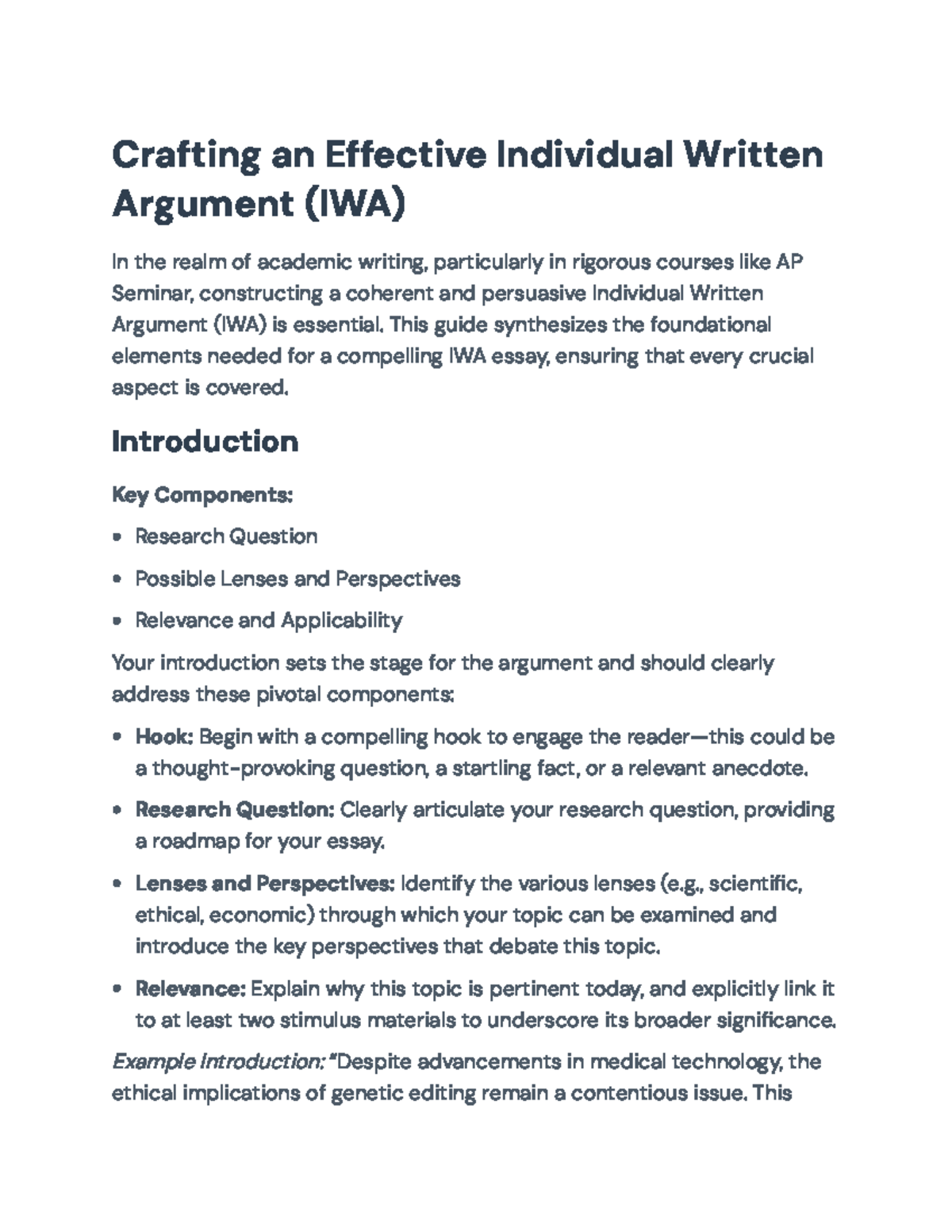 Crafting a Persuasive IWA: A Comprehensive Guide for AP Seminar - Studocu