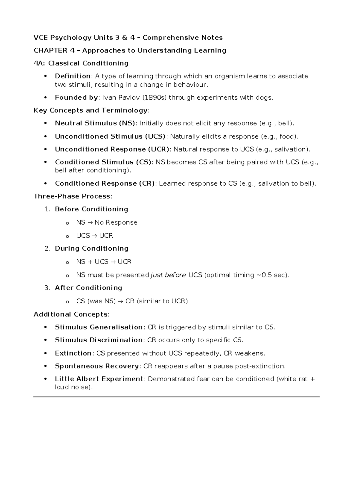 Psychology Unit 3 AOS 2 Comprehensive Notes on Learning & Memory - Studocu