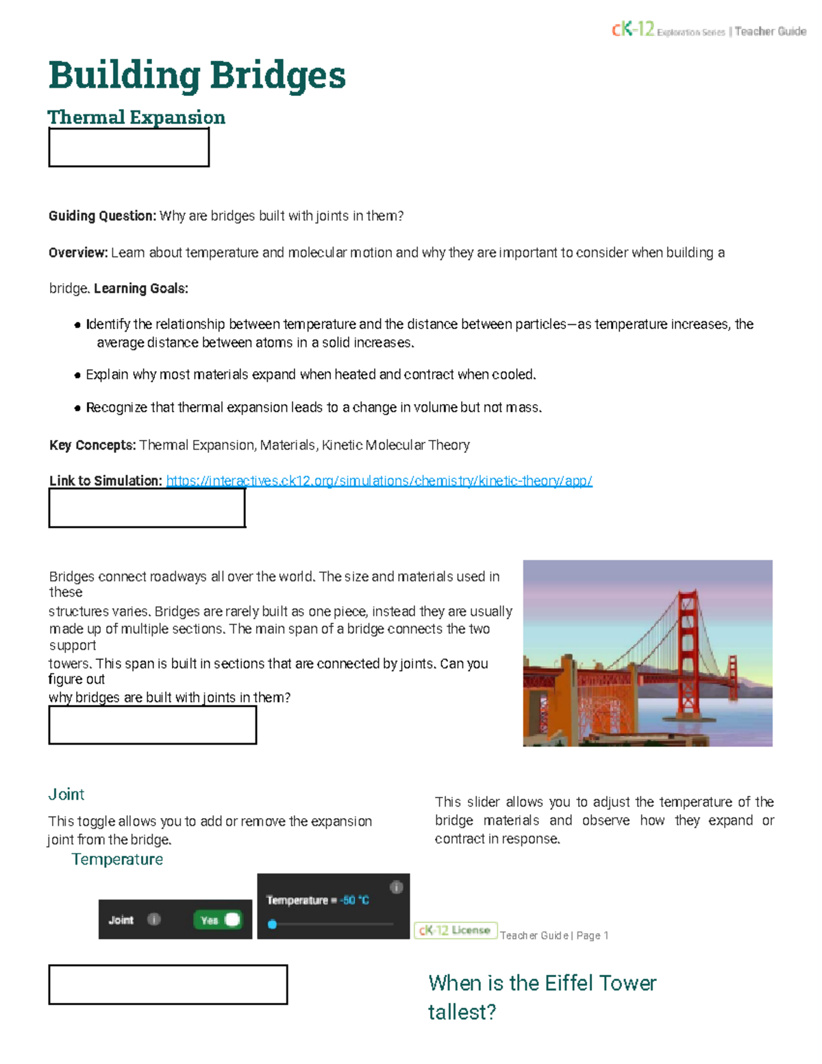 04 - Building Bridges - lab - Building Bridges Thermal Expansion Lesson ...