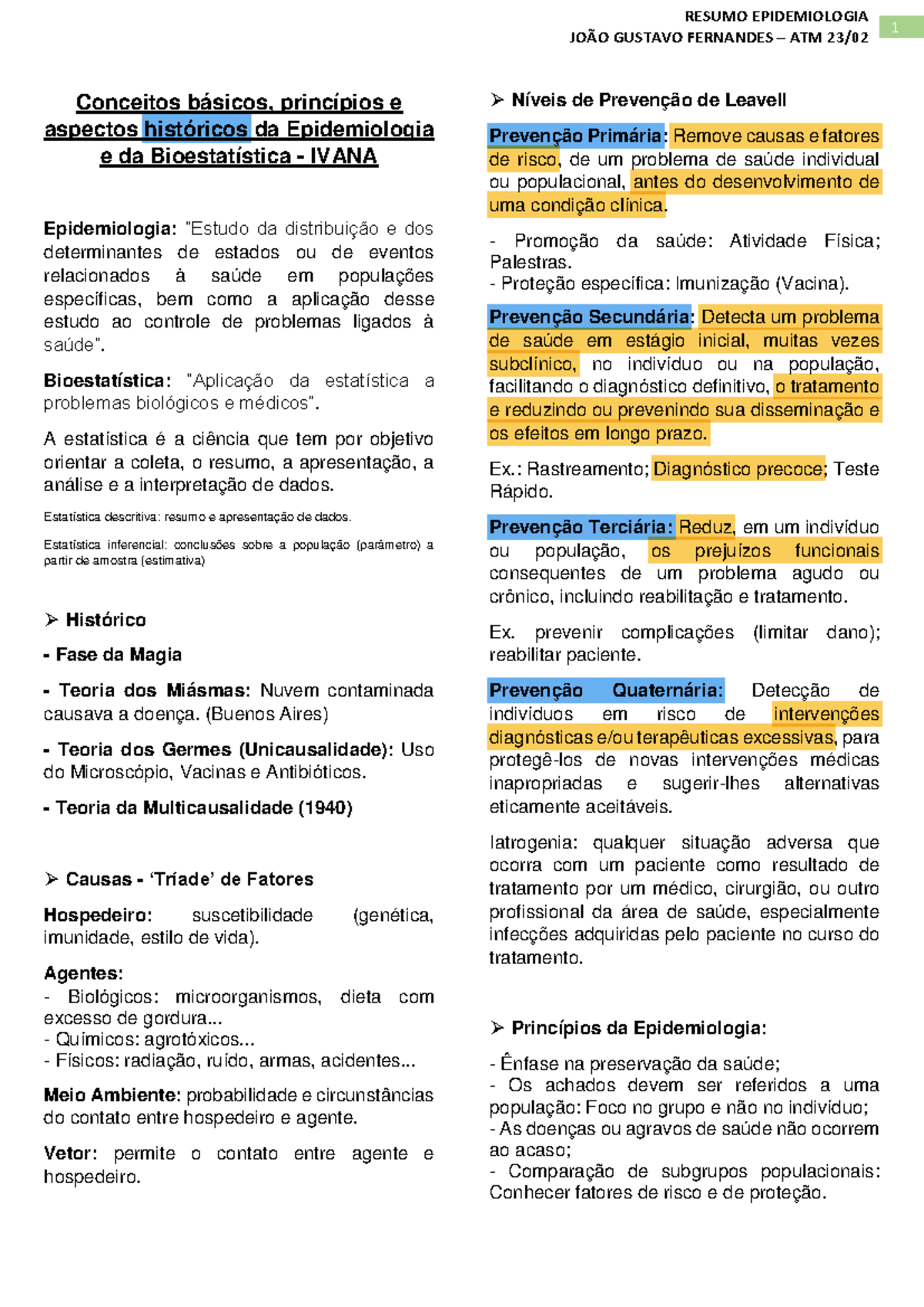 Resumo geral de epidemiologia e bioestatística - Conceitos básicos ...