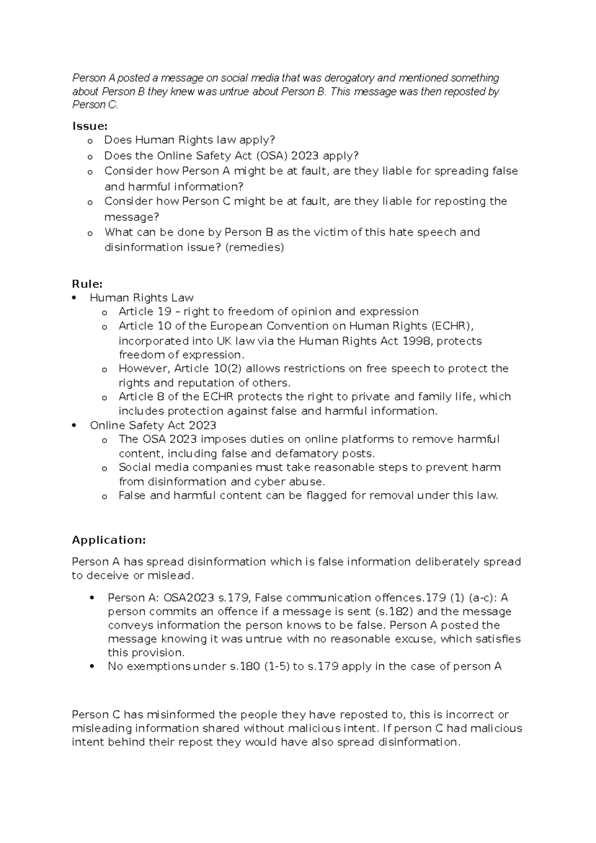 Human Rights Law & OSA 2023: Liability in Online Hate Speech Cases ...